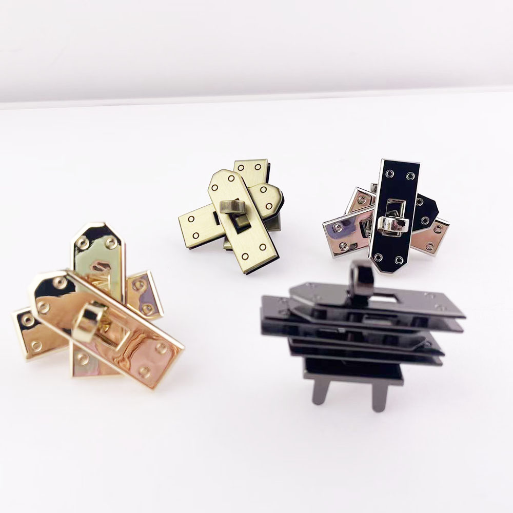 Leatherwork Hardware - 1set(4pcs) 46mm Kunci Tas Logam Emas/Kuningan