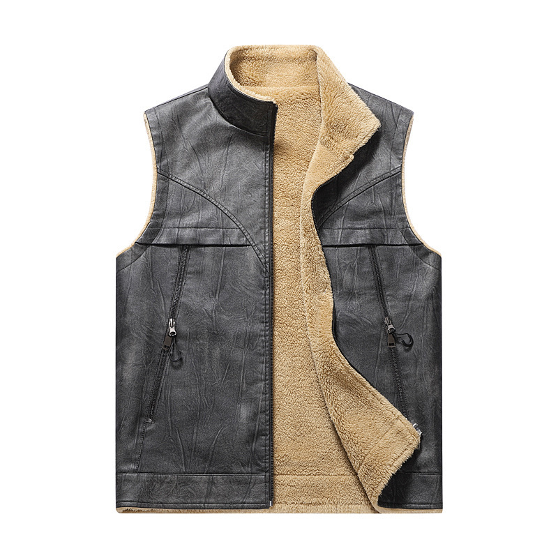 Leather Work Vest - Rompi Kulit PU Berbulu Baru Musim