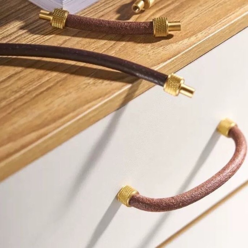 Leatherwork Hardware - Gagang Kabinet Kuningan + Kulit Ramah