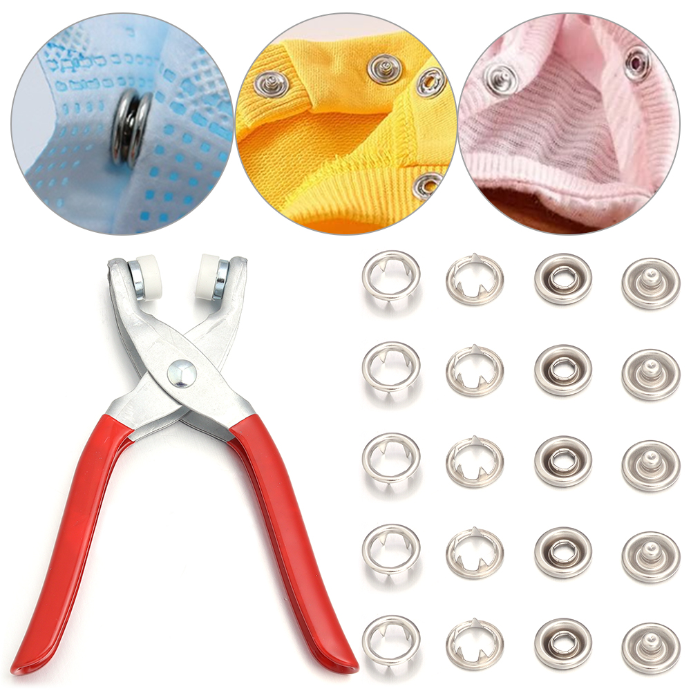 Snap Fastener Setter - 50 set 7.5/9.5/11mm Kancing Tekan Baja