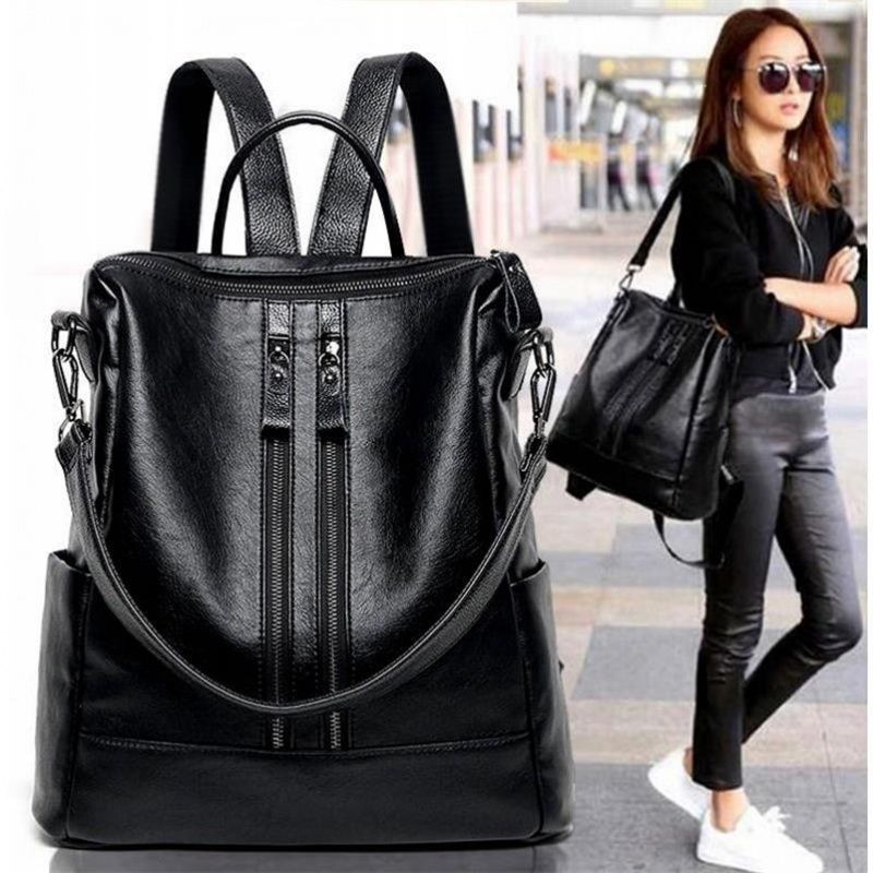 Leather Work Backpack - Ransel Kulit Lembut Wanita Tas Sekolah