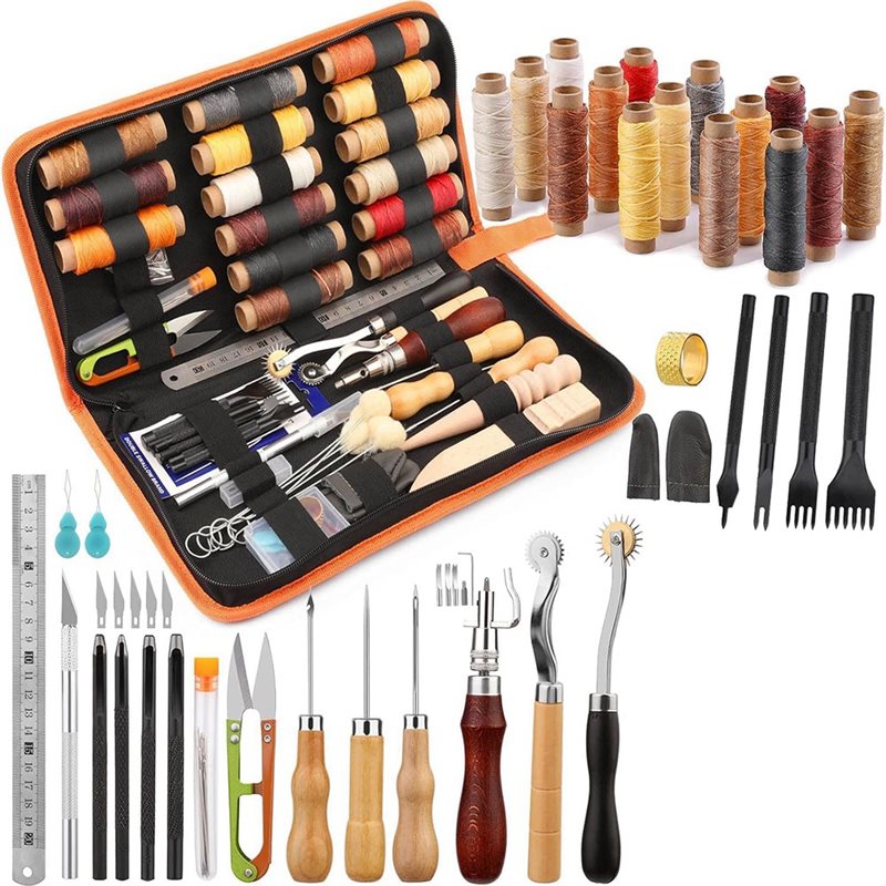 Beginner Leatherwork Kit - AB08-Perlengkapan Alat Kerja Kulit 66 Buah