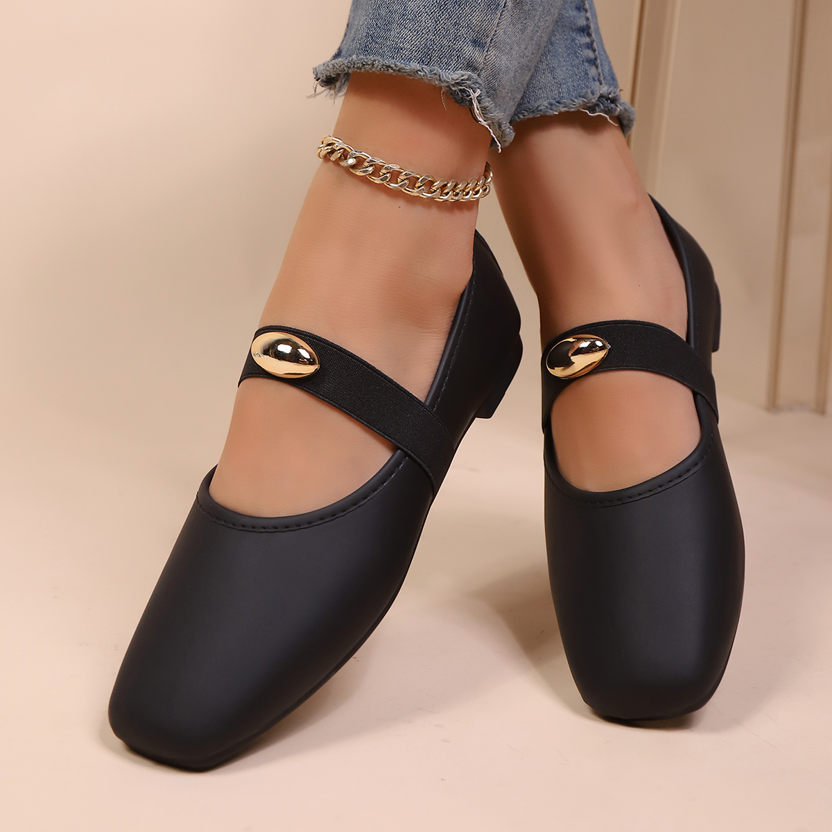 Leatherwork Hardware - Sepatu Flat Mary Jane Warna Solid