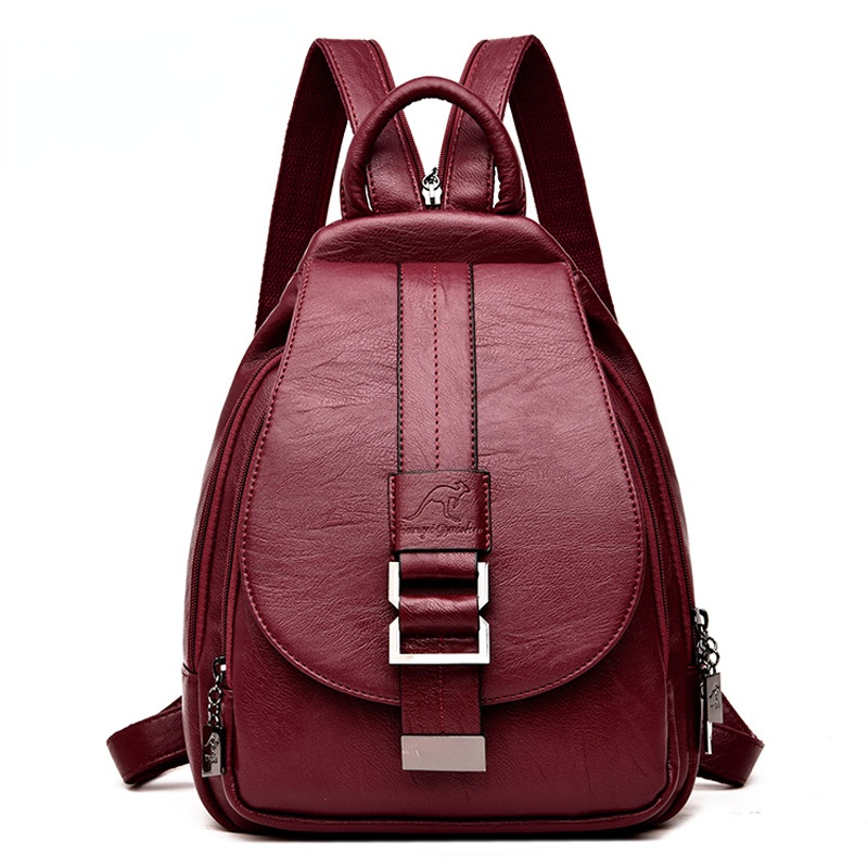 Leather Work Backpack - Ransel Desainer Wanita Ransel Kulit Tas