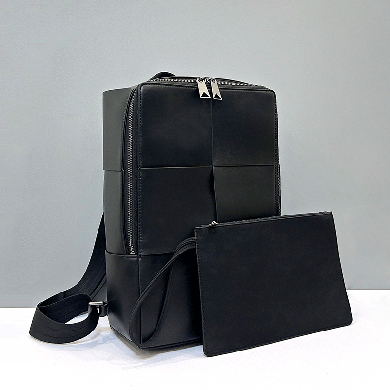 Leather Work Backpack - Ransel Perjalanan Kasual Bisnis Tenun Kulit