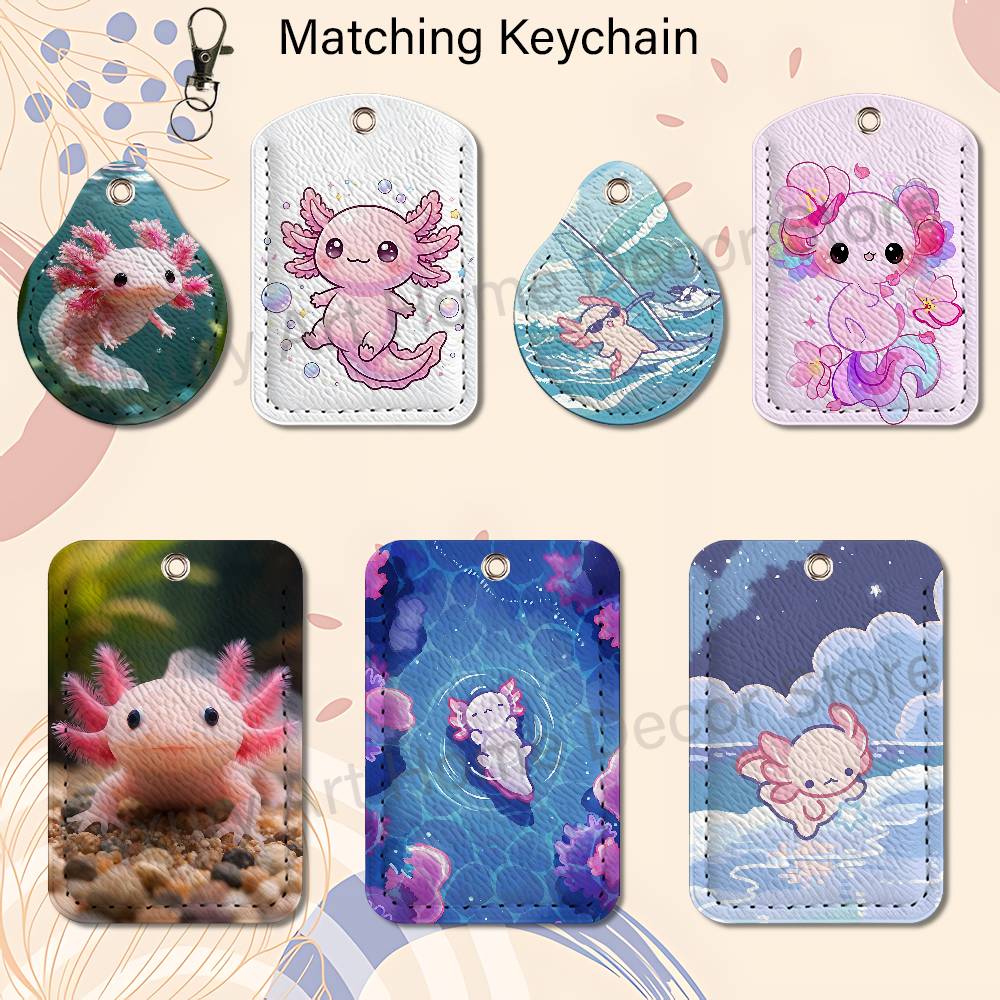 Leather Work Is - Gantungan Kunci Kartun A-Axolotl Merah Muda