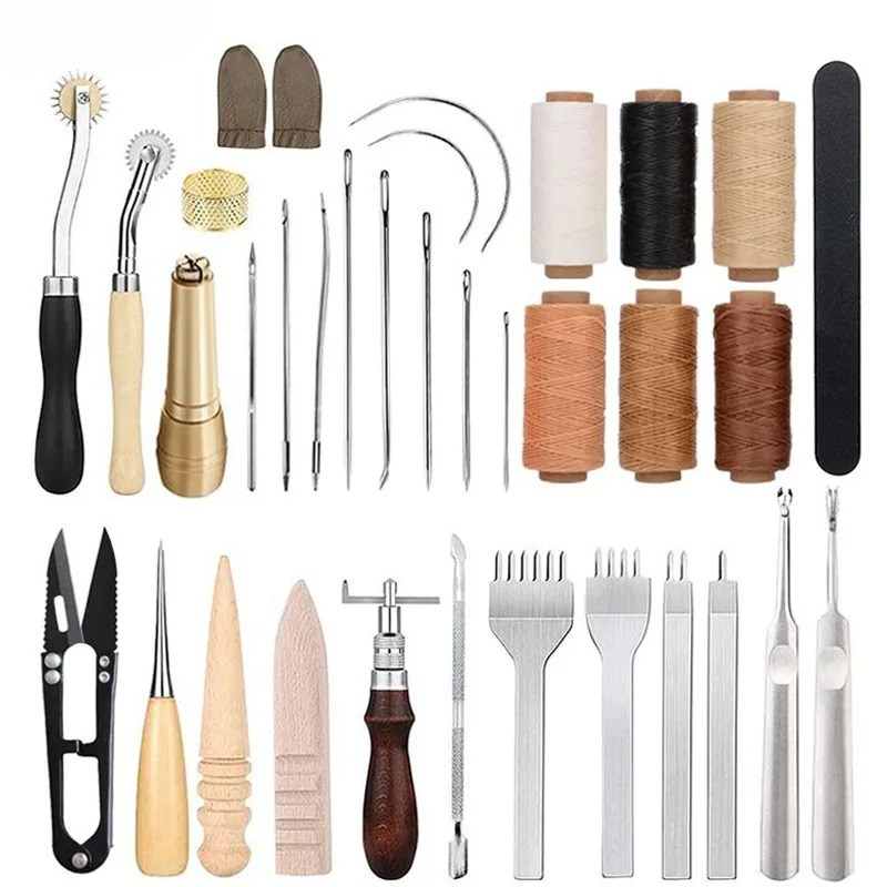 Beginner Leatherwork Kit - 25Pcs Peralatan Kerja Kulit Untuk Pemula