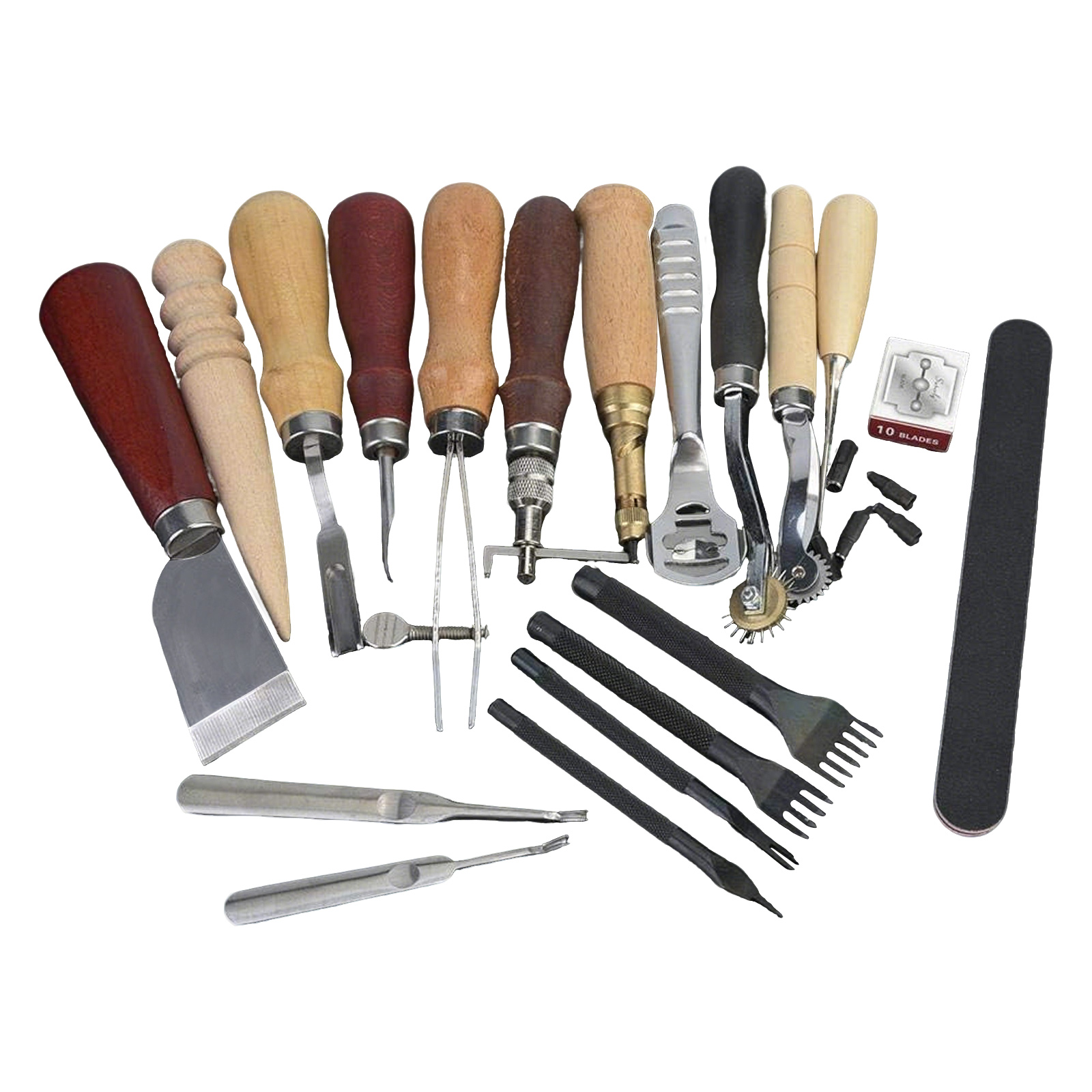 Leatherwork Punching Tool - Peralatan Kulit, 19 Pcs Perlengkapan Kerajinan