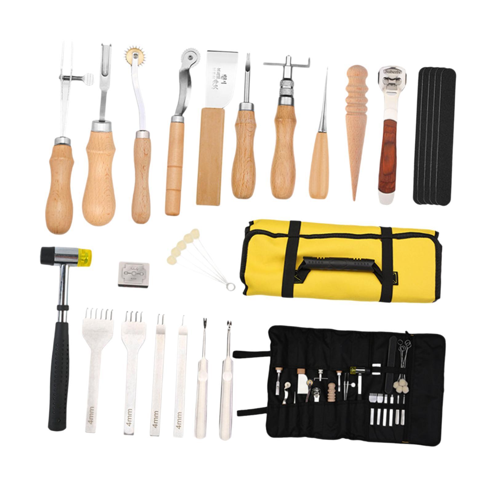 Beginner Leatherwork Kit - 29x Peralatan Kerajinan Kulit PU, Perlengkapan