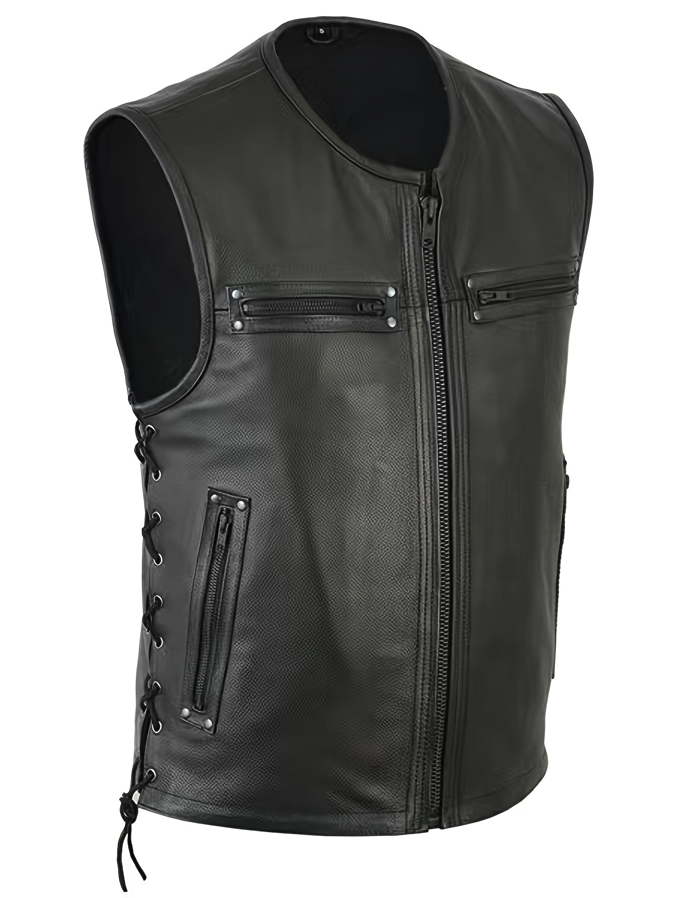 Rompi Kulit Pria Warna Solid M - Leather Work Vest ulasan dan harga