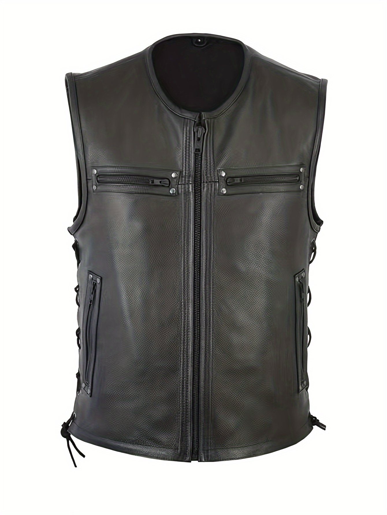 Rompi Kulit Pria Warna Solid M - Leather Work Vest ulasan dan harga