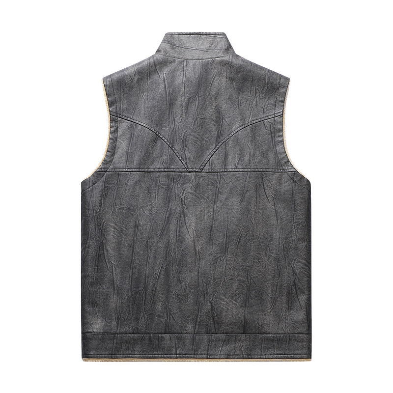 Rompi Kulit PU Berbulu Baru Mu - Leather Work Vest ulasan dan harga