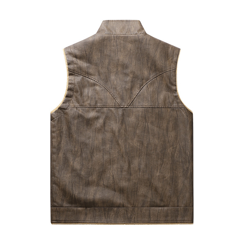 Rompi Kulit PU Berbulu Baru Mu - Leather Work Vest ulasan dan harga