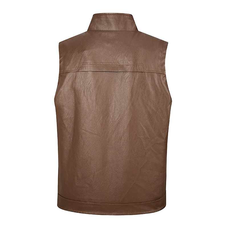 Rompi kulit pria, rompi kerah  - Leather Work Vest ulasan dan harga