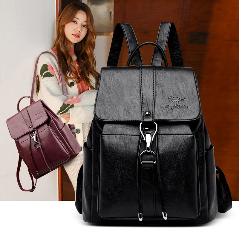 Anti Pencurian Ransel Wanita T - Leather Work Backpack ulasan dan harga