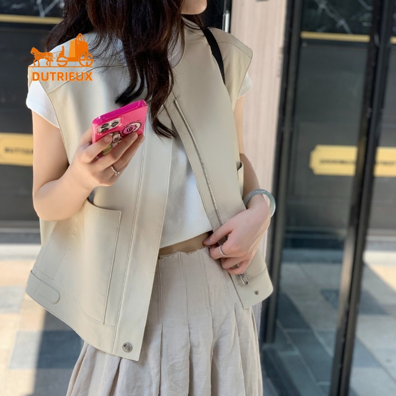 Rompi kulit domba putih, jaket - Leather Work Vest ulasan dan harga