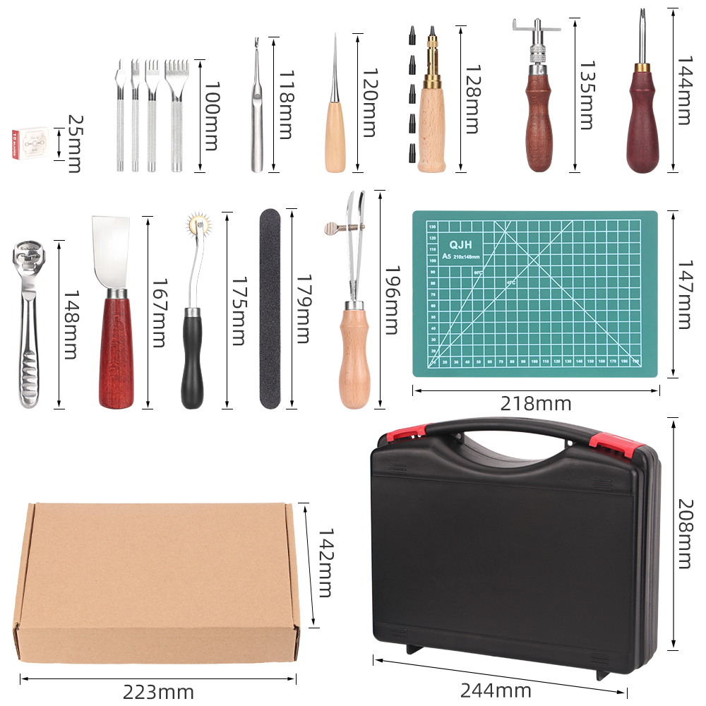 QJH 15 Buah Set Peralatan Kera - Beginner Leatherwork Kit ulasan dan harga