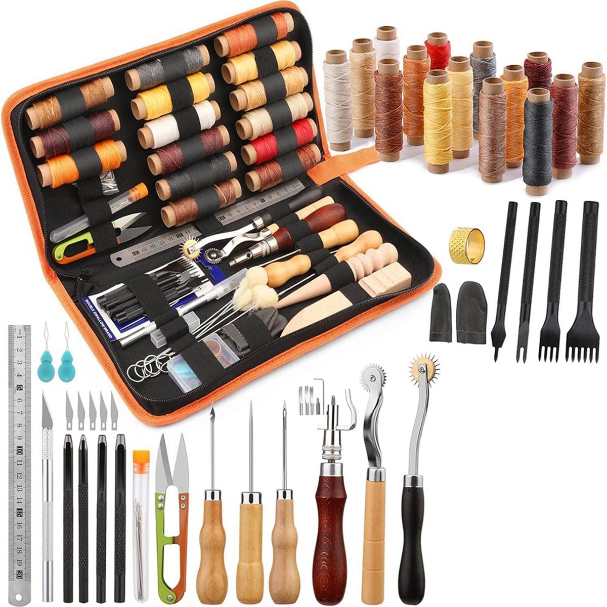 66Pcs Peralatan Kerja Kulit de - Beginner Leatherwork Kit ulasan dan harga