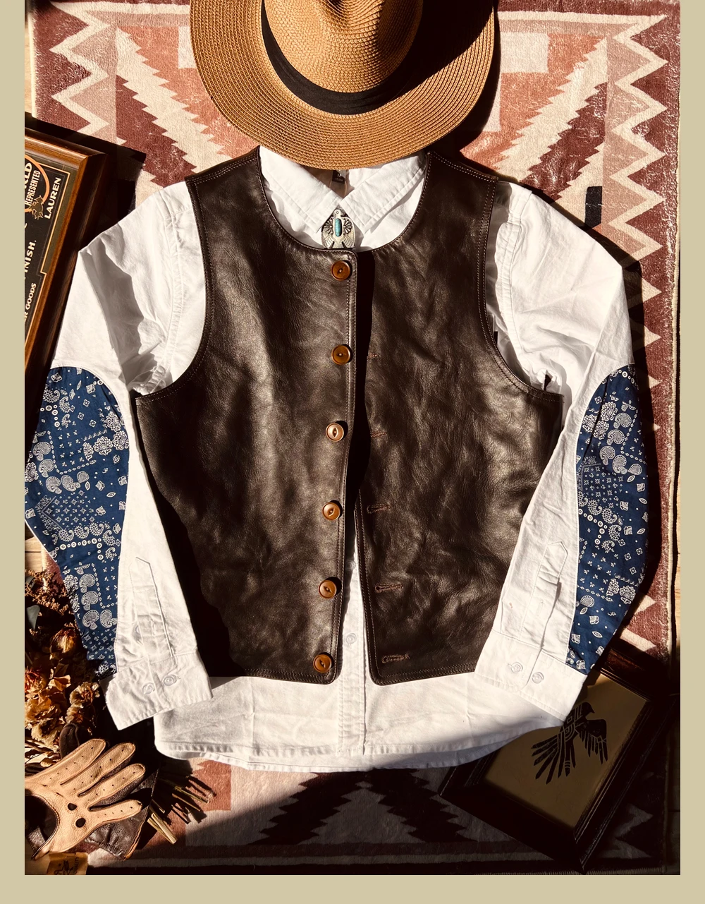 YR! Gratis pengiriman. Japan V - Leather Work Vest ulasan dan harga