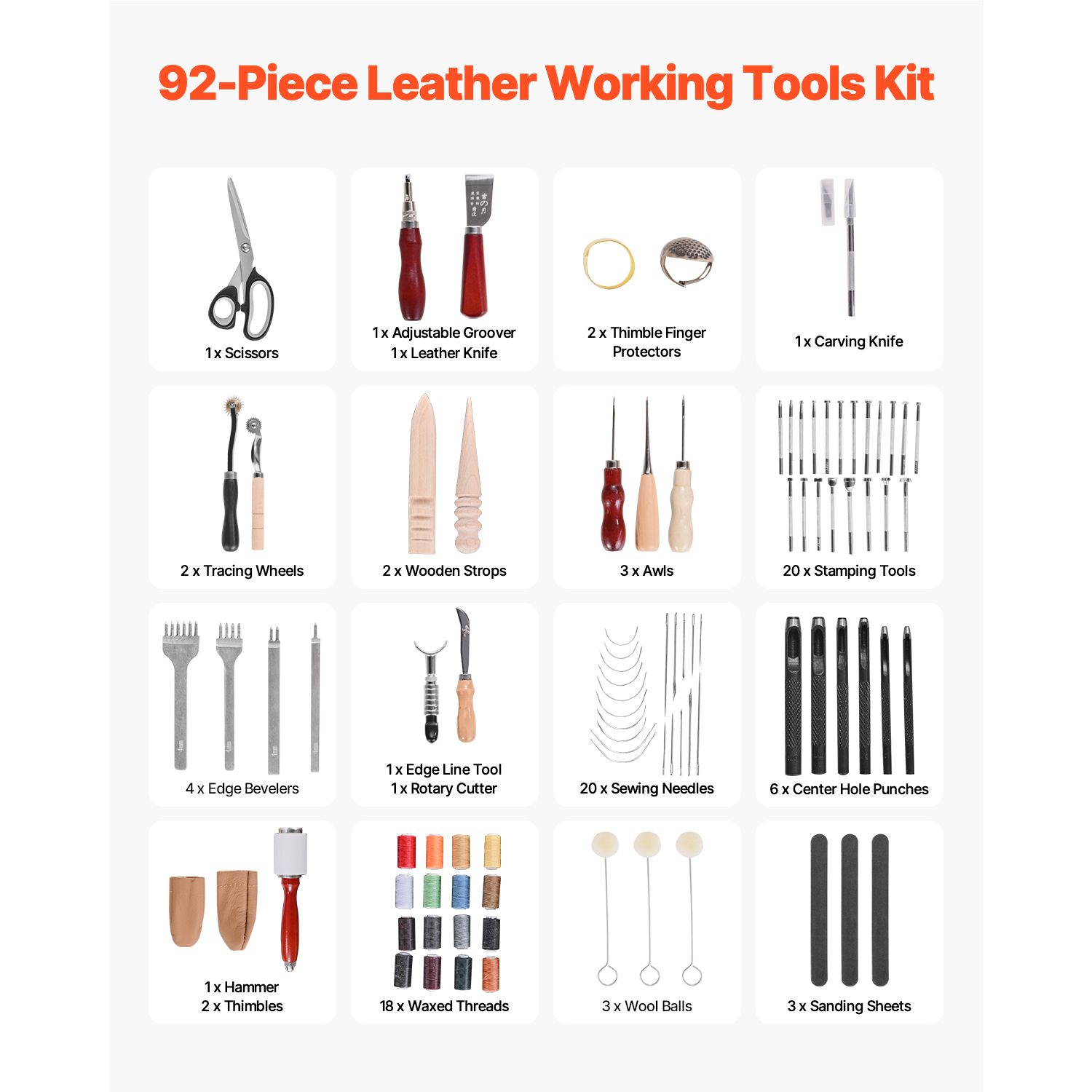 Kit Peralatan Kerja Kulit, 92  - Beginner Leatherwork Kit ulasan dan harga